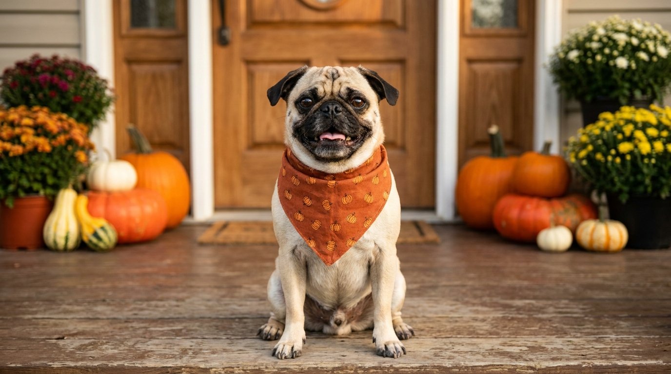 déguisement chien Halloween simple avec un bandana citrouille